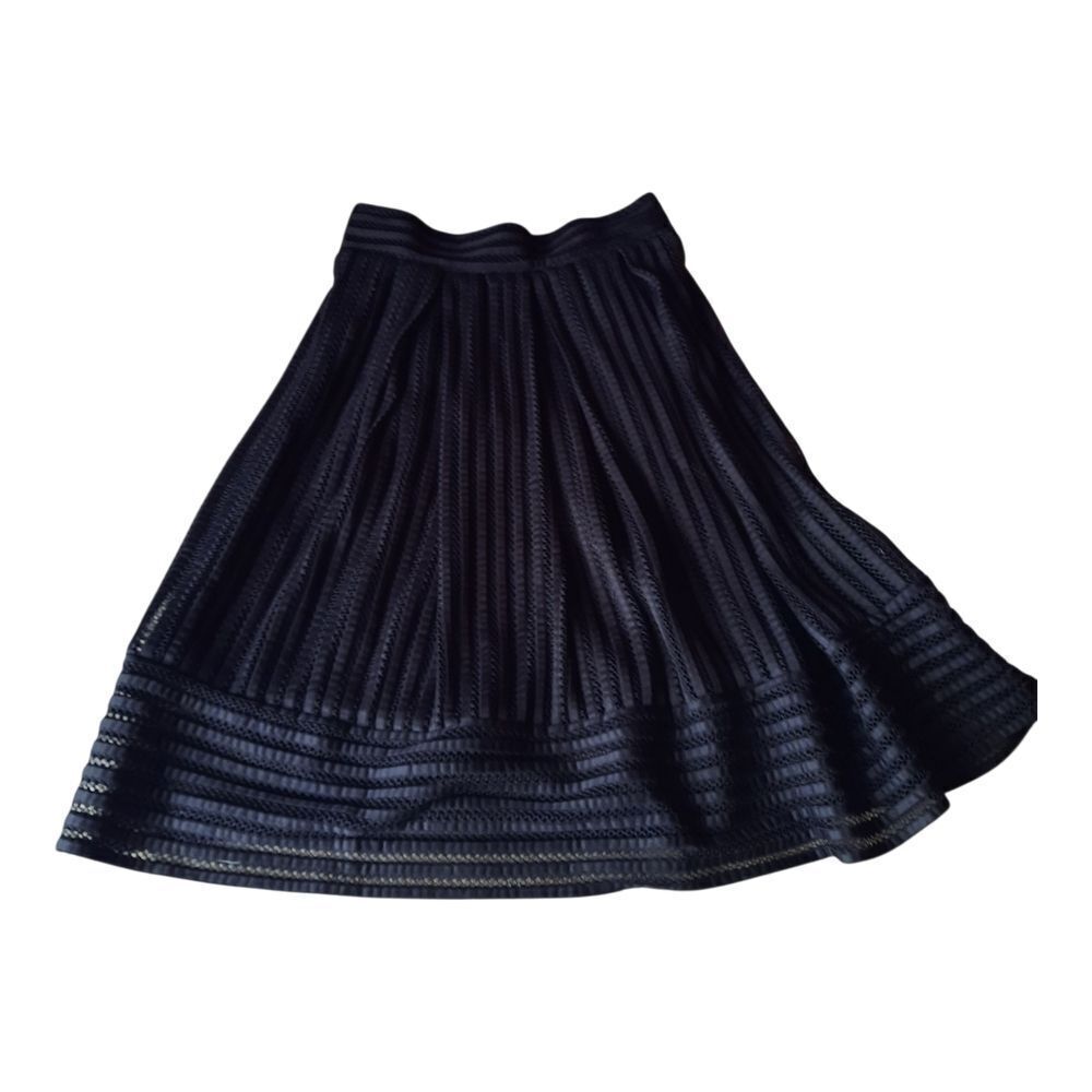 Haute Monde Black Textured Midi Skirt